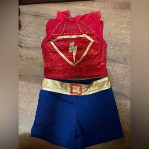 Superhero Kids Dance Costume in Red, Gold, and Blue